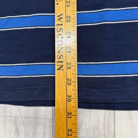 ✅ Mens 2XLT Beverly Hills Polo Club Navy Blue Striped Polo Shirt Short Sleeeve - Picture 6 of 9